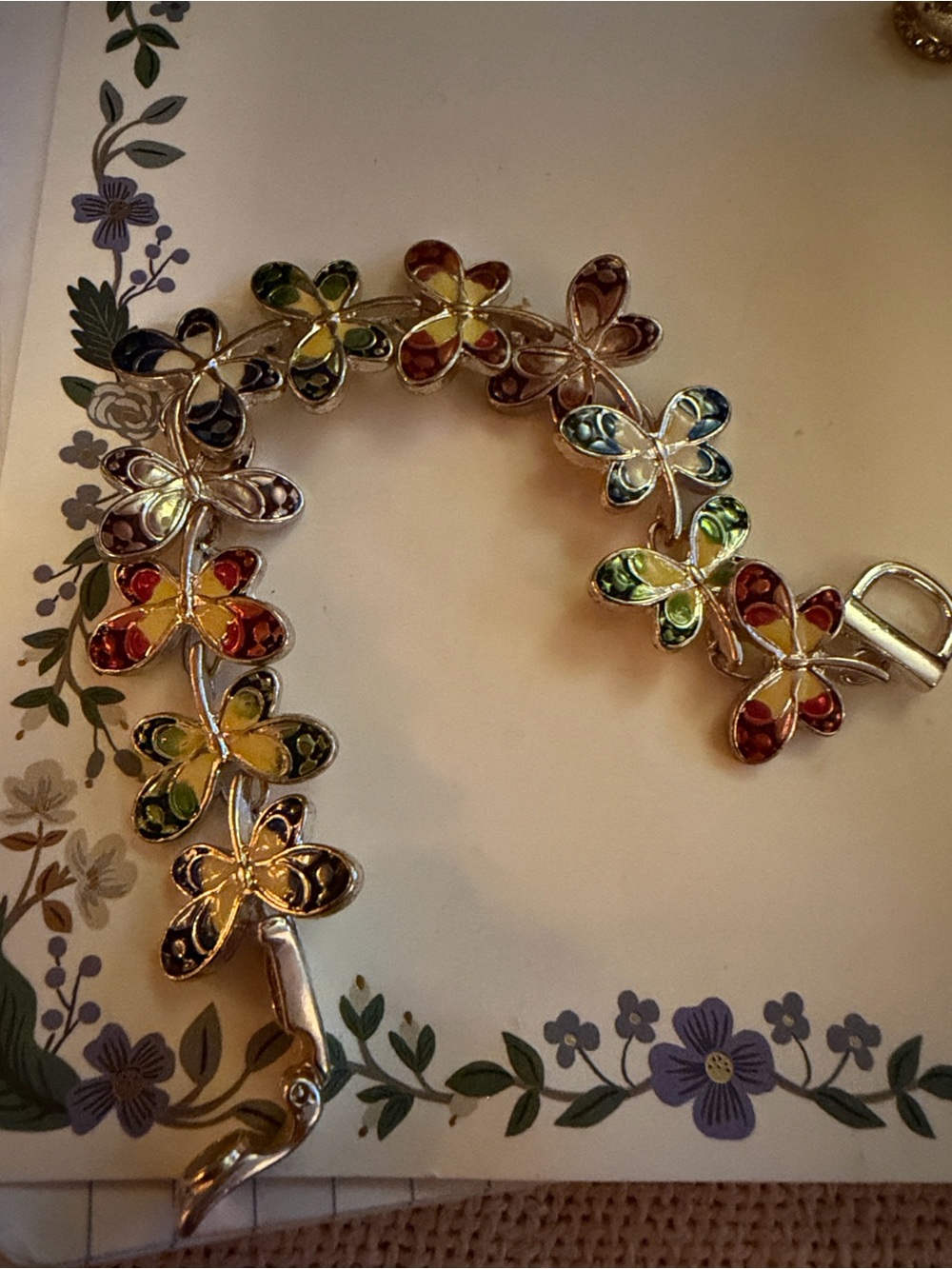 Multicolor Floral Link Bracelet - Women's Accessory